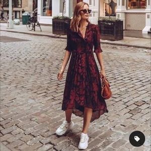 Ba&sh Baleares High/low Chiffon Dress In Marine